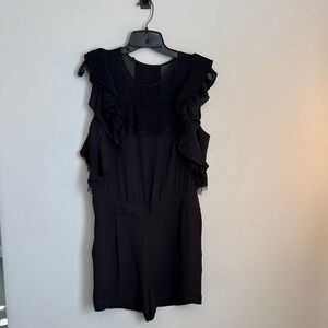 BCBGMaxAzria Black Ruffled Romper